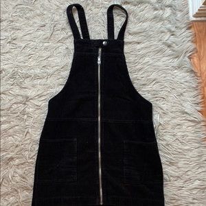 Women’s suede black overall dress